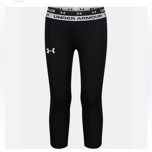 UNDER ARMOUR Black High Waisted Cropped Logo Waistband Yoga Capri Leggings S